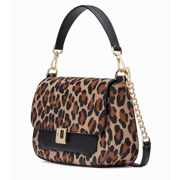 New Kate Spade Phoebe Spotted Leopard Small Flap Crossbody Brown Multi - Picture 2 of 5